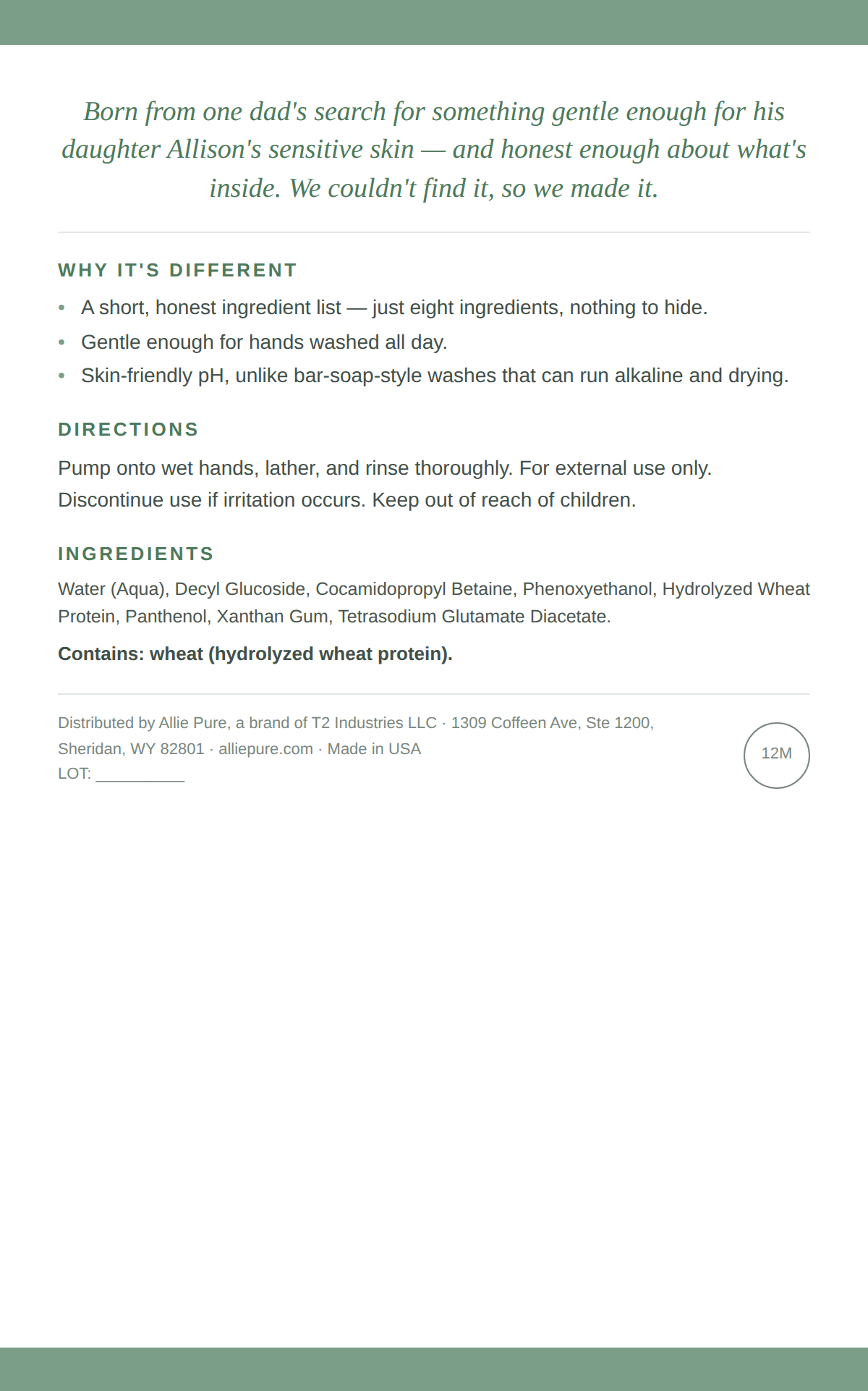 Botanical Hand Soap back label